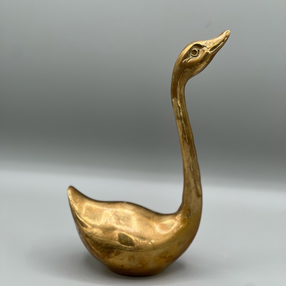 LARGE brass swan 9 inches tall